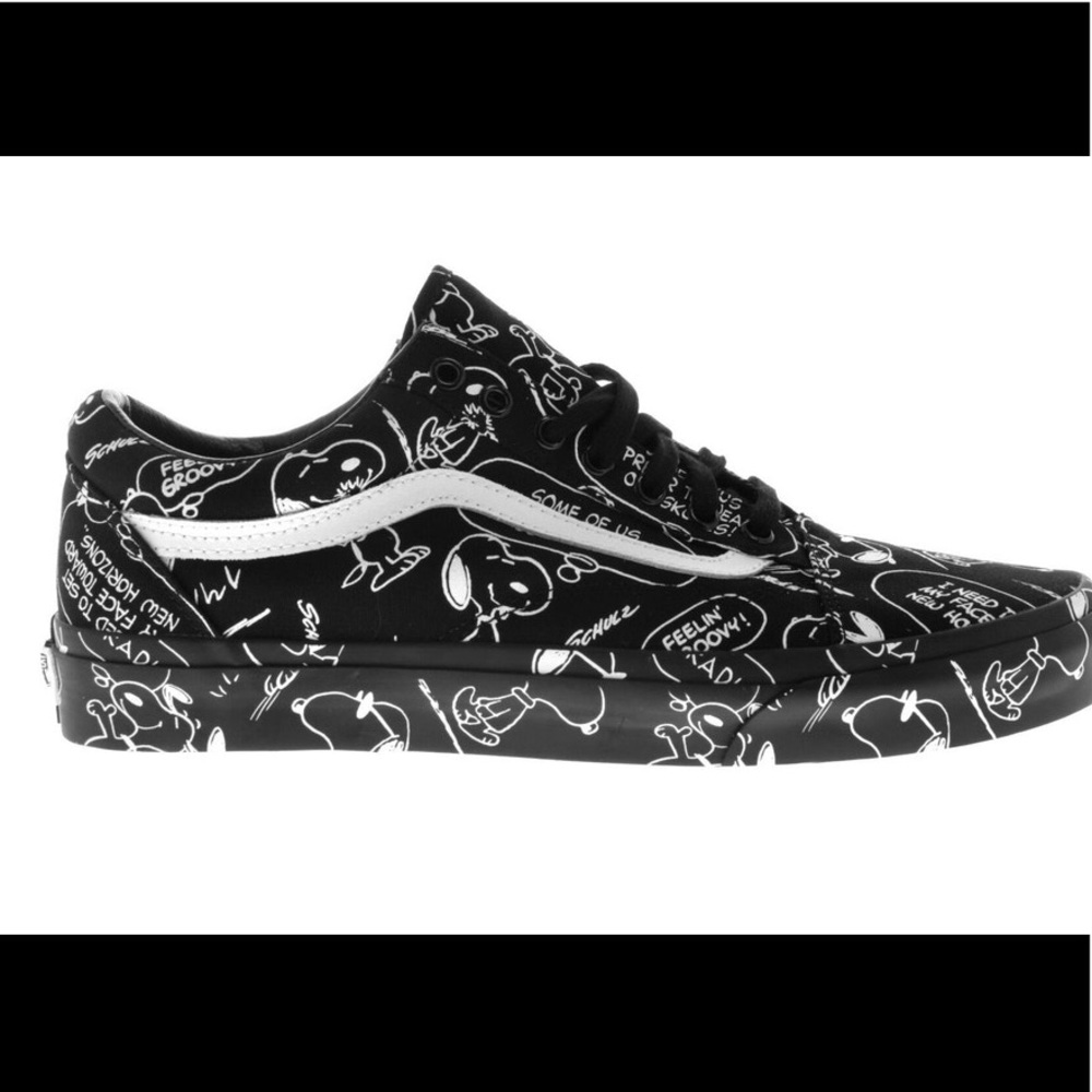 Vans Peanuts Black Old Skool Snoopy Cartoon Shoe